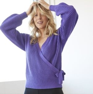 Reitmans Purple Wrap Knit Cotton Blend Sweater